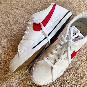 Nike court legacy leather white and red men's 9.5